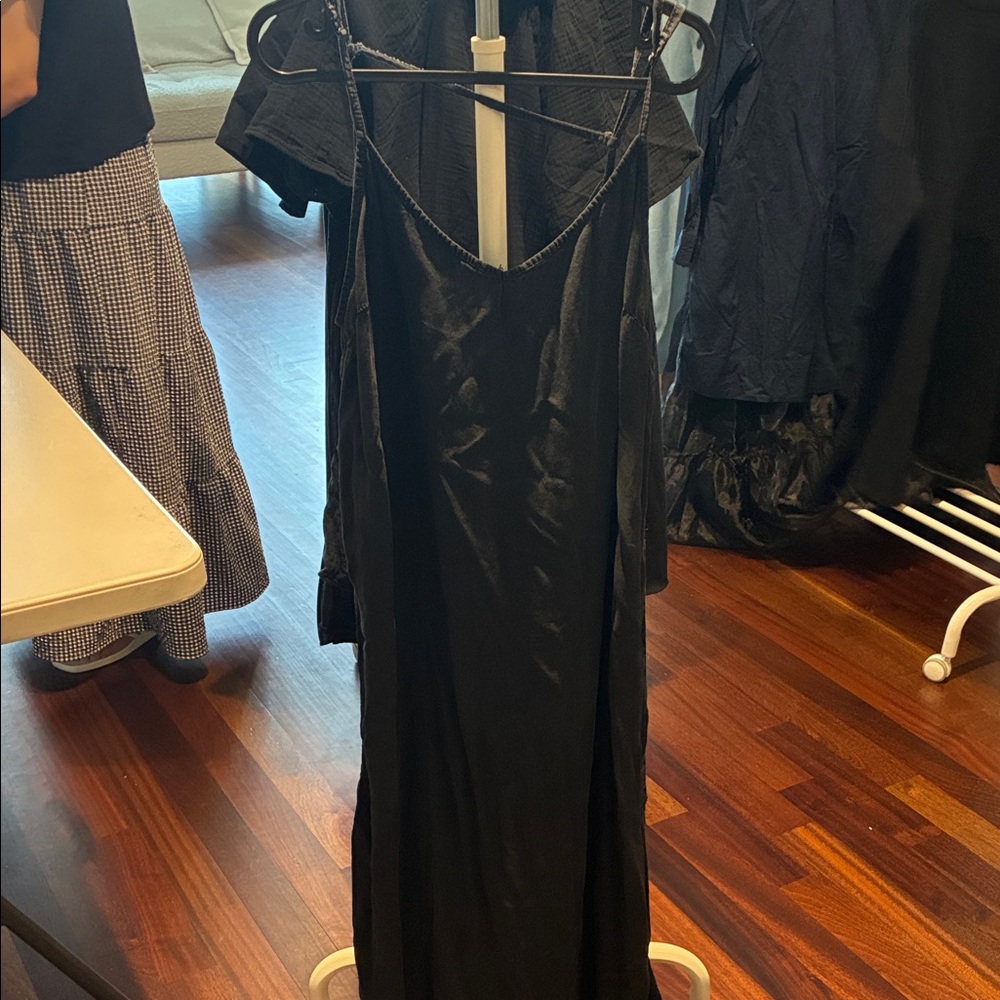 Black Slip Dress with Thin Straps